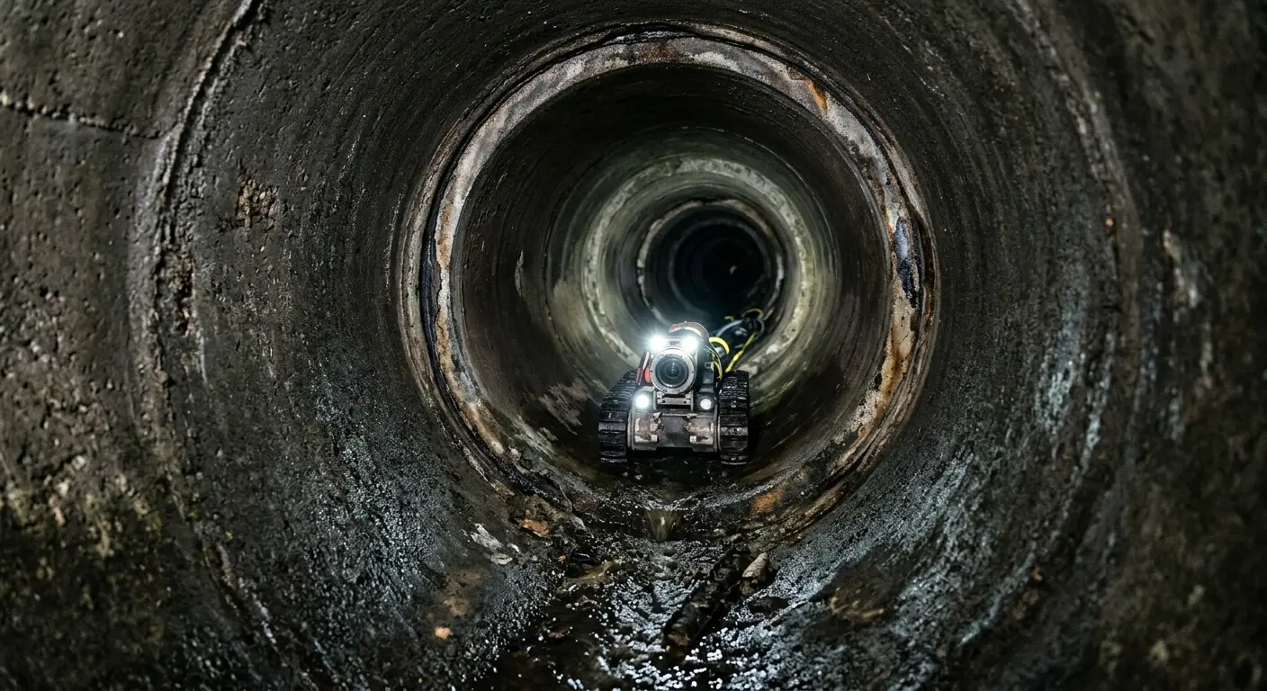 Robotic sewer camera inspecting pipe interior for Sewer Line Cleaning in Loma Linda